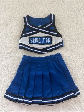 GK Blue & White Cheerleader Set with 'BRING IT ON' Patch